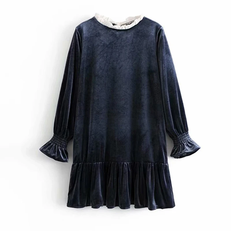 Women's Clothing Dress 2019 Solid Color Velvet Fabric Back Bow Lace Up Dress Ms Summer Street Leisure Temperament Clothing
