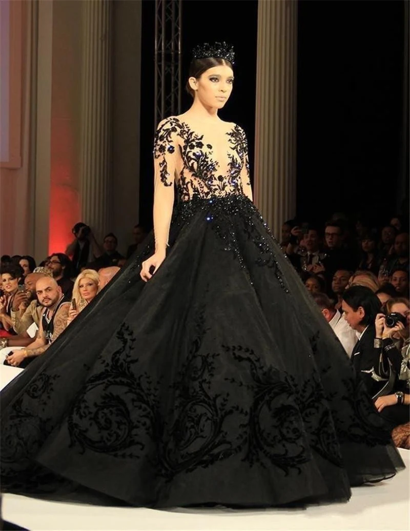 black sheer evening gown