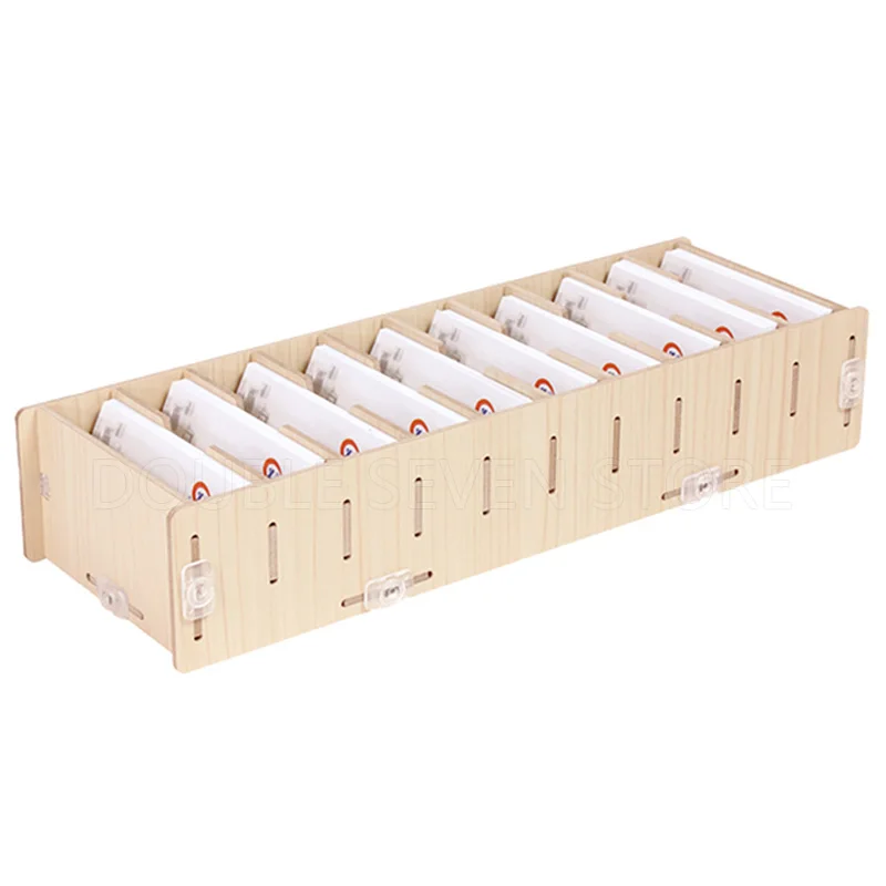 

Wooden business card case management storage box desktop office finishing 10 grid multi cell rack