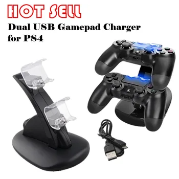 

Dual USB Game Controller Charger for PS4 Double Gamepad Handle Bracket Dock Stand Gaming Charging Station for Sony PlayStation 4