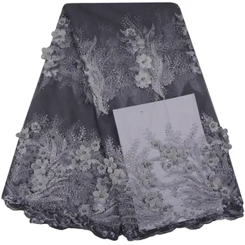 

Factory Price Latest African Lace Fabric With Stones 2018 Tulle African Lace High Quality 3D Laces Fabric For Party Dress 863