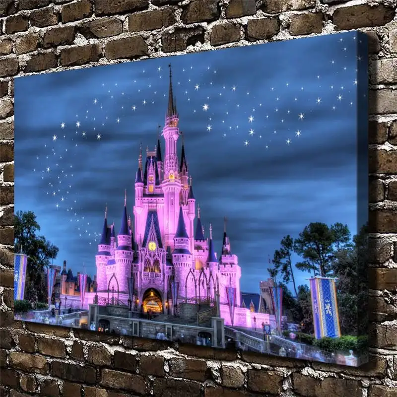 Home Decor Canvas HD Print Painting Wall Art Cinderella Castle Landscape Gifts