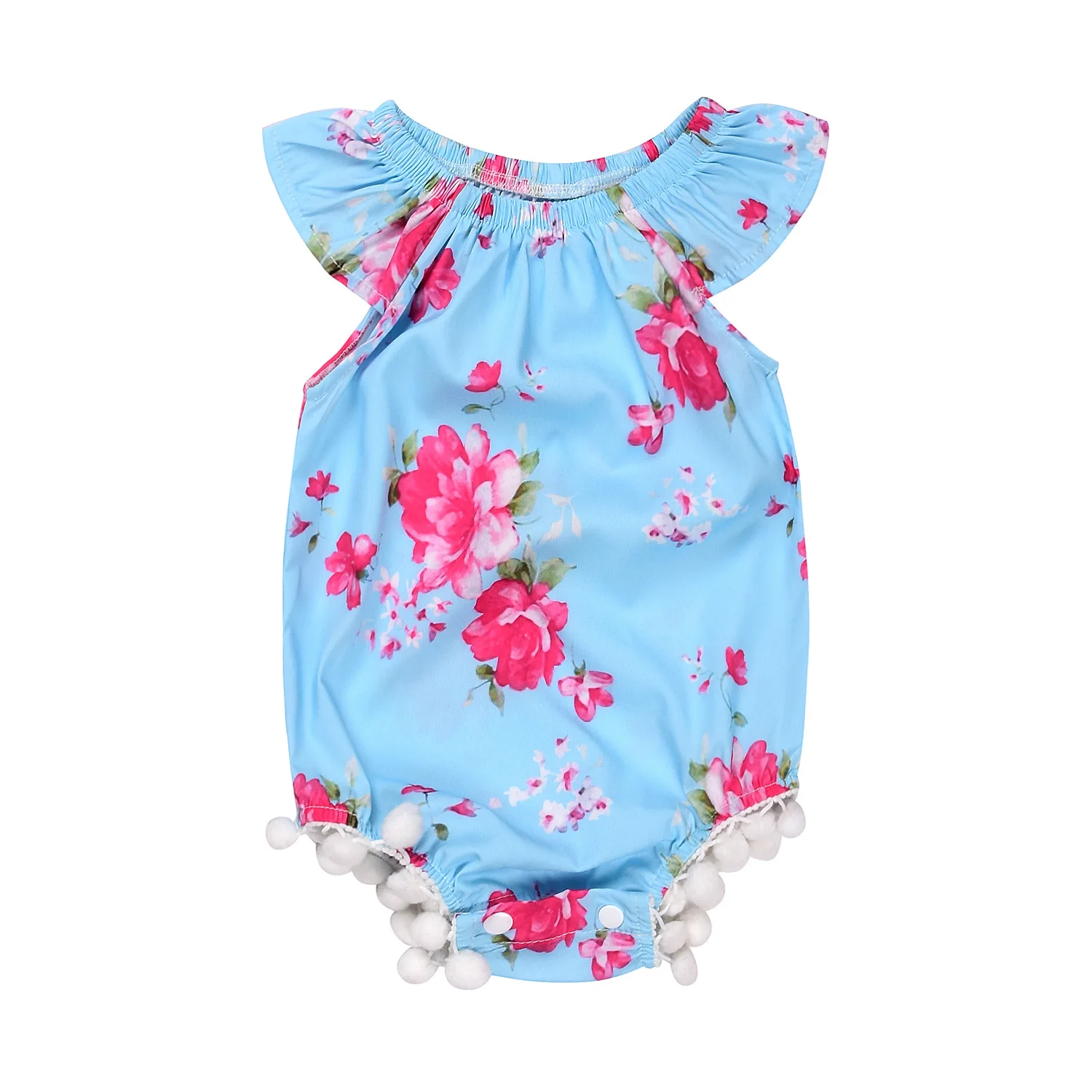 Summer Floral Baby Romper Sleeveless Ruffles Collar Newborn Clothes