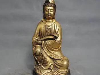 

11" Tibet Kwan-yin Guanyin Bodhisattva Buddha Hold Ruyi Bronze Statue
