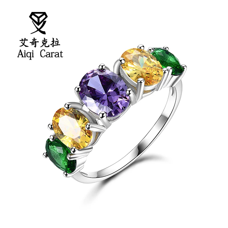 Для женщин Jewelry Кольцо AAAAA тайна фиолетовый зеленый золотой овальный циркон