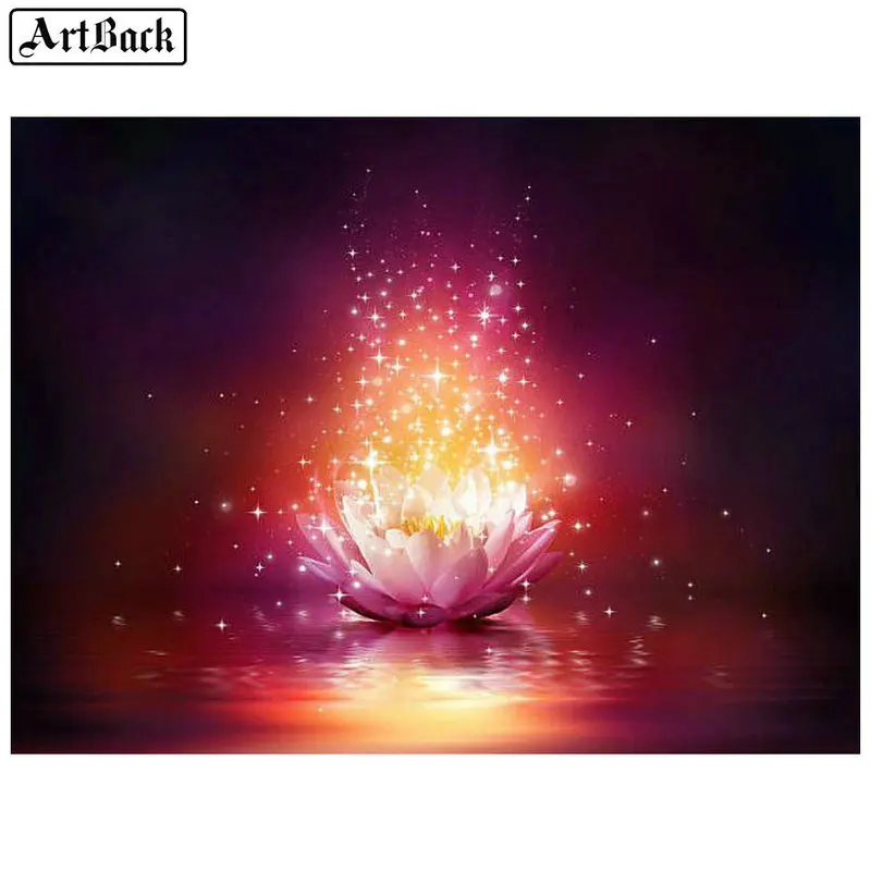 5d diamond painting lotus pattern full square mosaic kit embroidery home sticker living room decoration | Дом и сад