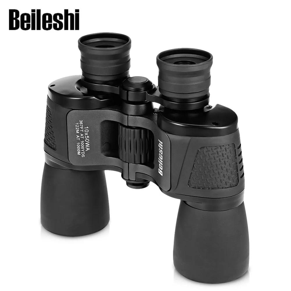 

Beileshi 10X50 Binocular HD Vision Wide-angle Prism Folding Binocular Outdoor Professional Hunting Telescope for Travel Concert