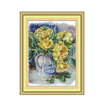 

Joy Sunday Painting Huang Mei Vase Sewing Manual 11CT 14CT Count Embroidered Cross Stitch Kit Decoration Accessories Paintings