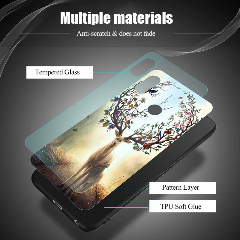 Hisomone 9H Tempered Glass Phone Case For Xiaomi Redmi 5 Plus Note 5 4X Animal Silicone Back Cover Case For Xiaomi Mi A1 8 5X