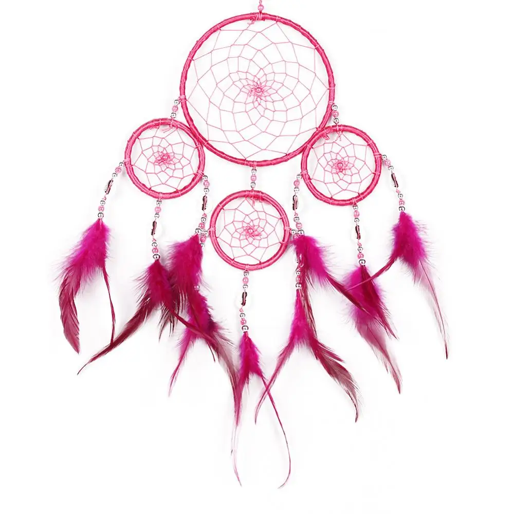 Ручной работы розовый Ловец снов перья настенные подвесные украшения идеальный подарок на день рождения - Цвет: Бургундия