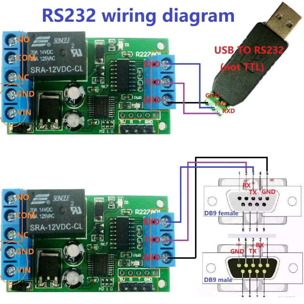 Релейная плата 2 в 1 mini DC 12 В RS232 и TTL232 ПК USB UART пульт дистанционного управления для