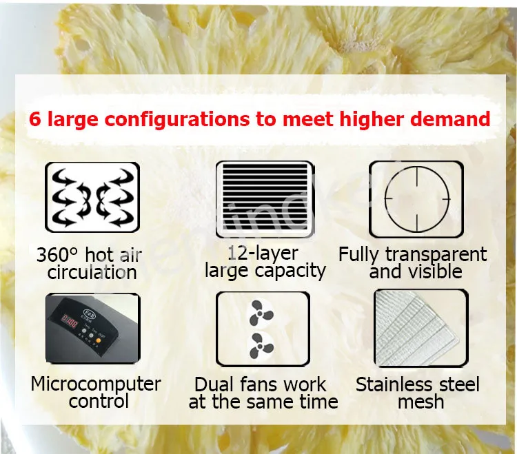 Еда сушилка Еда быстро обезвоживания 12 слоев немой Мощность экономия 110 V/220 V фруктовые сушилки для овощей и фруктов для овощей