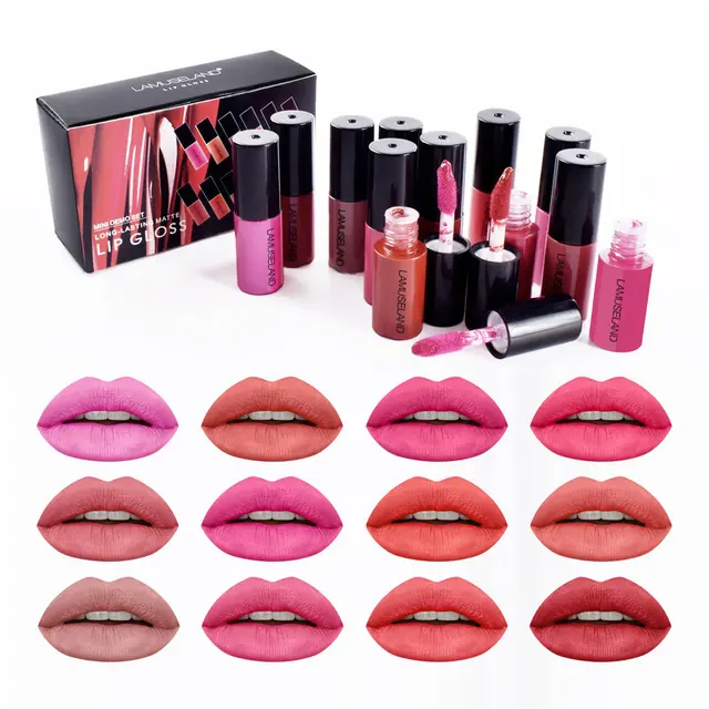 12Pcs/Set Long Lasting Waterproof Lipstick Matte Lip Gloss Demo Set 12