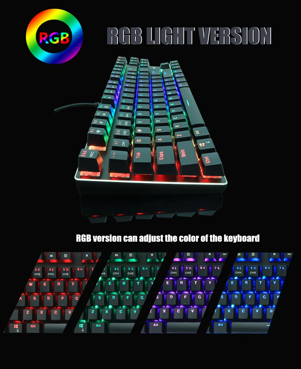 Ru/Us механическая клавиатура синий красный переключатель 87key Anti-ghosting Mix/RGB с подсветкой USB Проводная игровая клавиатура для ПК ноутбука Pro Gamer