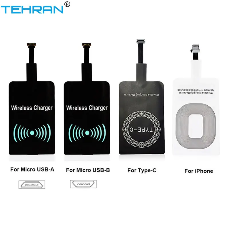 

TEHRAN QI Wireless Charger Receiver For iPhone 7 6 Plus 5 Standard Smart Charging Adapter Receiver For Xiaomi MiA1 Huawei Type-C