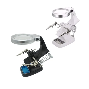 

New 1pcs 3X 4.5X lens Welding Magnifying Glass with LED Light Auxiliary Clip Loupe Desktop Magnifier Third Hand Soldering Repair