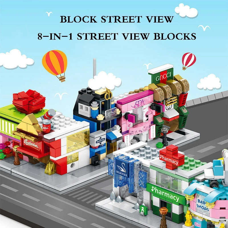 

8sets/Children's Building Blocks Toy Compatible duplo City Mini Street View Shop Series Diy Blocks Kid Gifts With Original Box