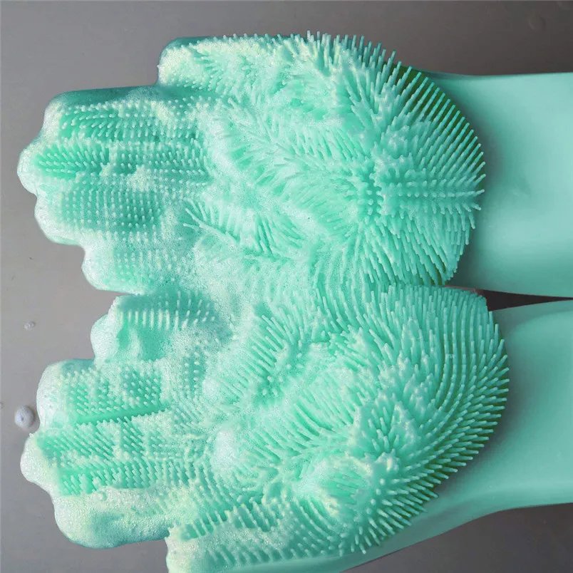 1 pairs Food Grade Dishwashing Gloves Silicon Dishes cleaning Gloves with Cleaning Brush Kitchen Wash Housekeeping new #d04 (6)