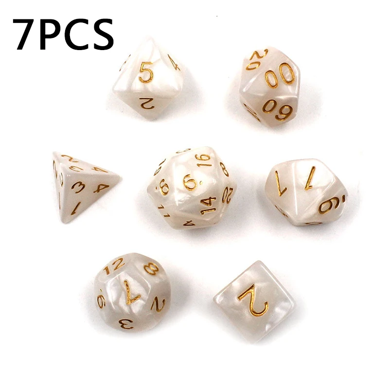 Белые многогранные игральные кости многогранные кости для DND RPG MTG настольной игры Специальный дизайн для игрового производителя 7 типов для одного набора