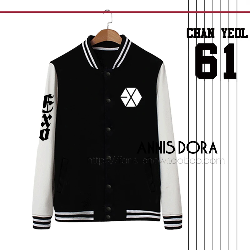 

KPOP EXO LUHAN TAO KAI KRIS BAEKHYUN CHANYEOL CHEN SOHU SEHUN XIUMIN LAY DO name same style Thick Baseball Jacket