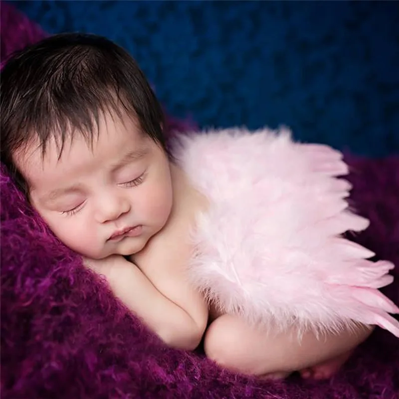 

Hot Fashion Newborn Baby Child Feather Lace Headband & Angel Wings Flower Photo Props Newborn Photography Props