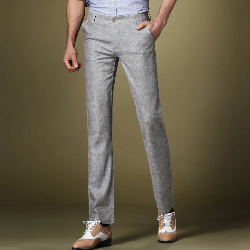 Summer newest style pants men linen casual male fu...