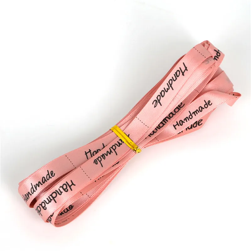 Высокое качество 3/8 ''10 мм 5 ярдов/партия сатиновая лента с принтом ручной работы для свадебного украшения бант рукоделие Подарочная упаковка материал - Цвет: Pink