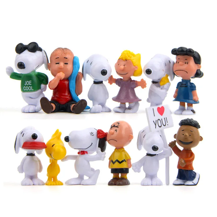 12 шт. новые Peanuts Charlie коричневые друзья Бигл Вудсток девушка фигурка коллекционные игрушки, талисман