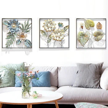 

Modern Wrought Iron Wall Hanging Flower Mural Crafts Home Wall Sticker Livingroom Background Sofa Ornament Art Decor R1183