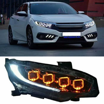 

Car Styling Headlight For Honda Civic 10th 2016 2017 2018 HID LED headlights With moving turn light head lamp LED DRL front lamp
