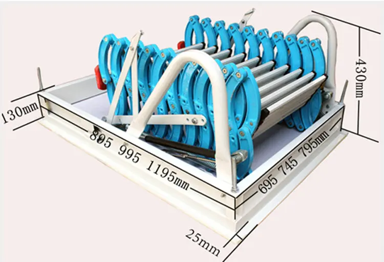 750*1200 мм чердачная выдвижная лестница из алюминиево-магниевого сплава с двойным скрытым подъемом для помещений/Складная Расширительная лестница