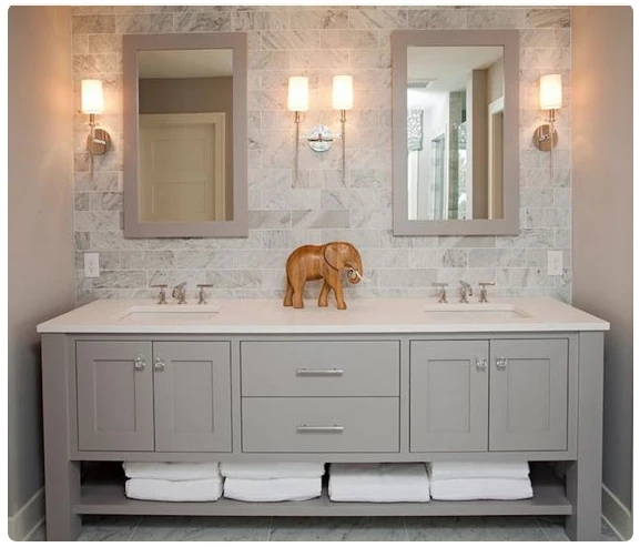 2016 المبيعات الساخنة الأمريكي الصلبة البلوط الخشب الحمام الغرور مع doulbe بالوعة و الفوق