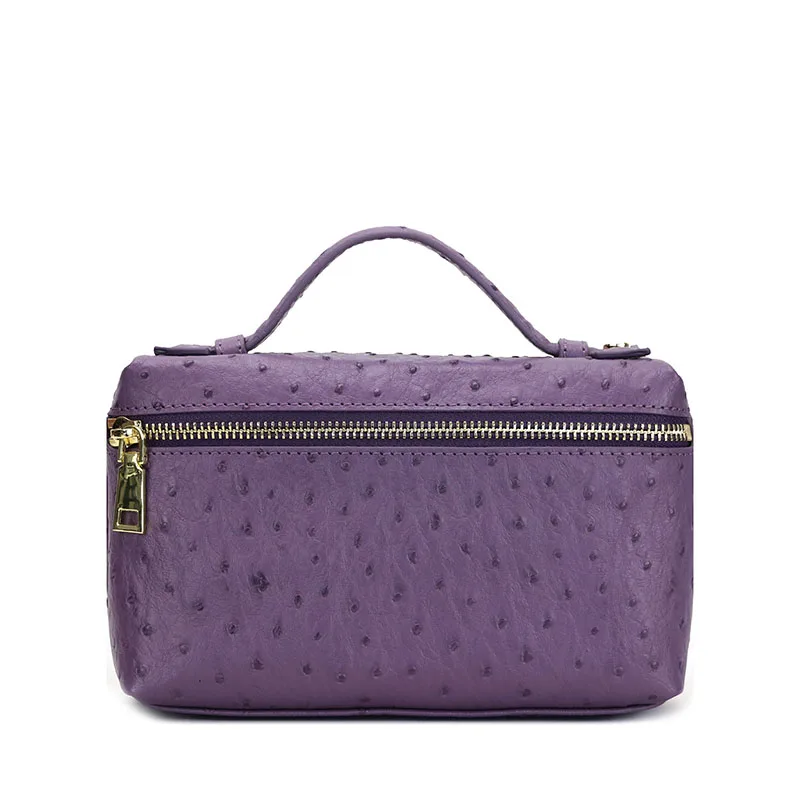 Новая модная дизайнерская сумка из тисненой кожи страуса, переносная сумка, маленький клатч, дамская сумочка, кошелек - Цвет: purple