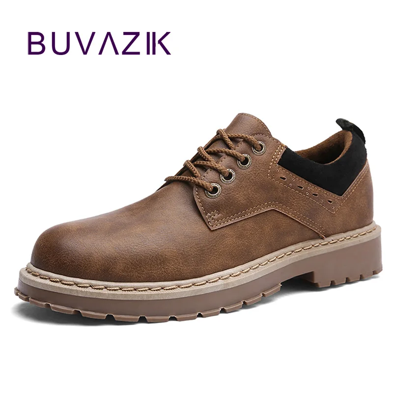 

BUVAZIK new 2018 chelsea boots men high quality microfiber short autumn boots men Casual and fashion retro lace-up shoes