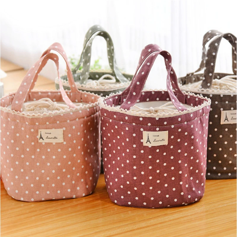 Insulation Bags Lunch Storage Bag Insulation cold cute spots canvas