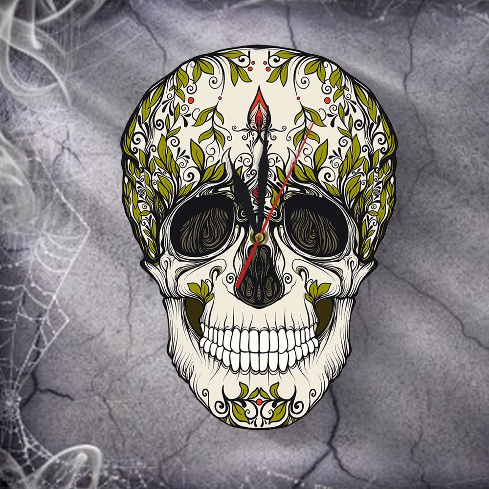Настенные часы День мертвых сахаров Череп Dia de los muertos скелетоны не тикающие для