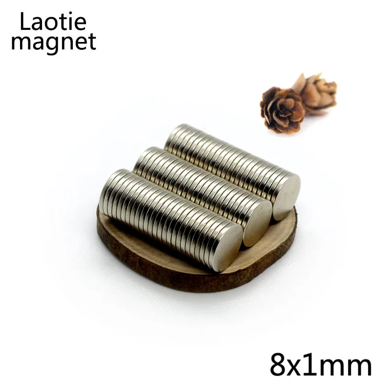 

10pcs 8 x 1 mm Small Thin Disk permanent Magnets Super Strong Rare Earth Craft Round Mini Neodymium Magnet Used on switch lights
