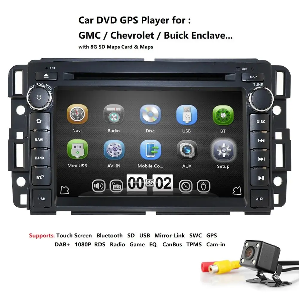 

Ossuret 2 Din 7'' Touch Screen Car DVD Stereo CD Radio Player GPS For Chevrolet Silverado 2007-2012 RDS DAB 3G SWC AM/FM DTV CD
