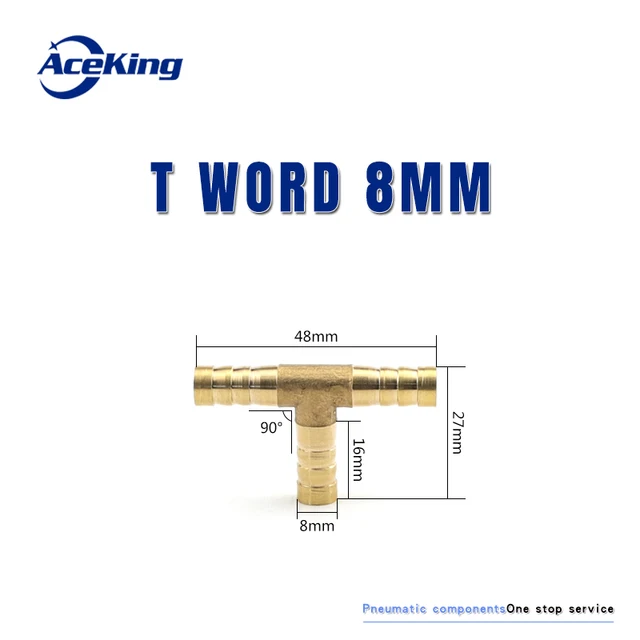 All copper pagoda joint y-type gas pipe three-way gas pipe straight hose joint fitting t-type three-way four-way joint gree head T mord 8MM