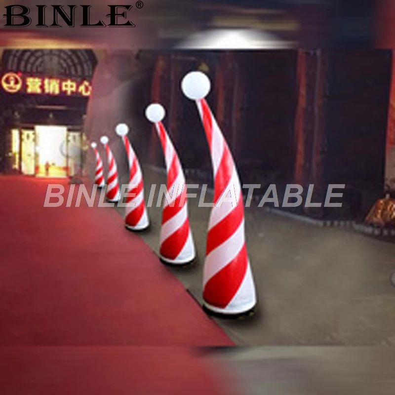 

Nice 2.4m 8ftH outdoor LED inflatable candy cone christmas decoration inflatable lighting tube column for sale