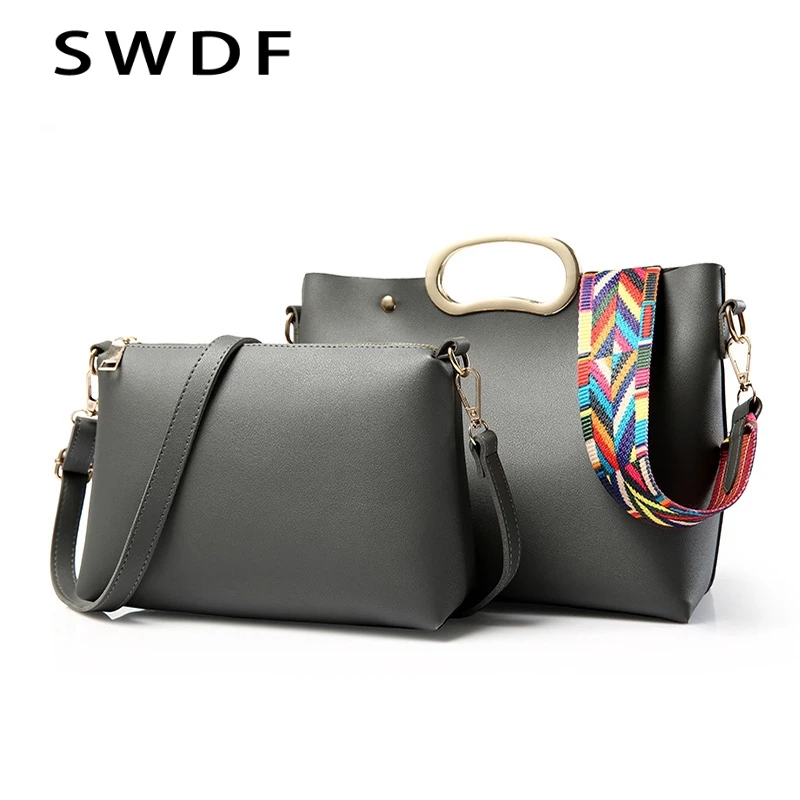 

SWDF-2018 New Handbags Women's Composite Bags Tote Ladies Female Shoulder Bag Messenger PU Solid Colourful Shoulder Strap Flap