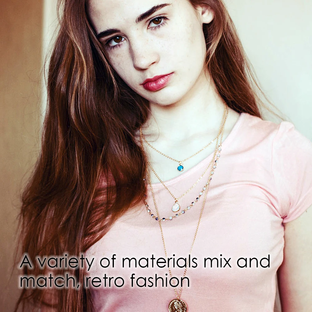 eManco Multi Layered Necklace Crystal Beads Chain Vintage Old Coin pendant necklace New Arrivals For Women Fashion Jewelry