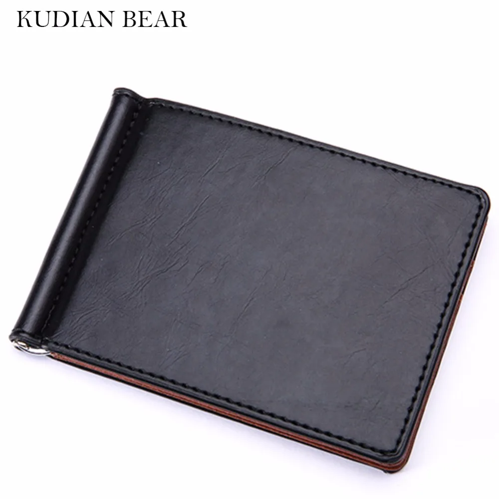 KUDIAN BEAR кожаные мужские Зажимы для денег металлические однотонные бумажники