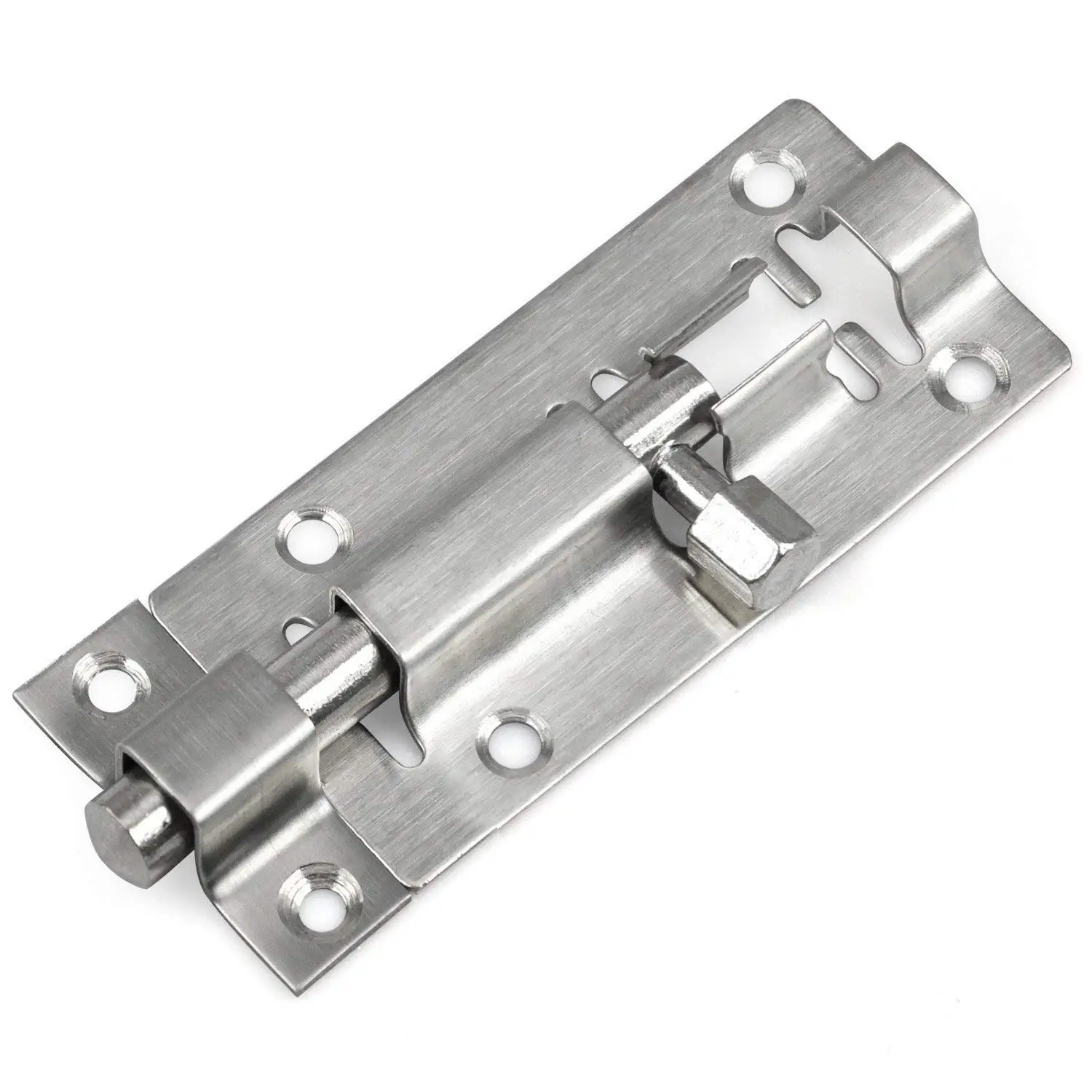 

Silver Stainless Steel Door Latch Sliding Lock Barrel Bolt Latch Hasp Staple Gate Safety Door Lock 73mm for Bathroom Toilet