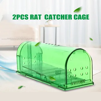 

Hot 2 Pcs Green Plastic Durable Mousetraps Live Catch and Release Smart No Killing Reusable Mousetraps #1