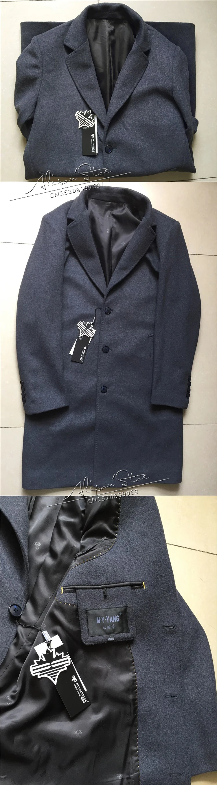 Mu Yuan Yang X-long куртки повседневные мужские шерстяные пальто с воротником Зимние мужские шерстяные длинные кашемировые пальто 3XL 4XL