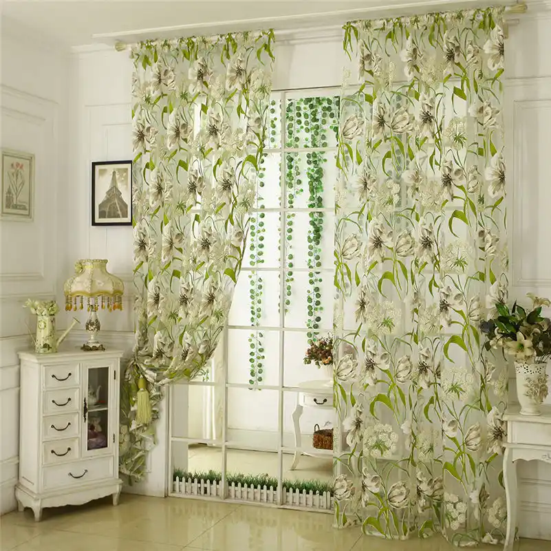 Kitchen Short Curtains Jacquard Roman Blinds Floral White Sheer