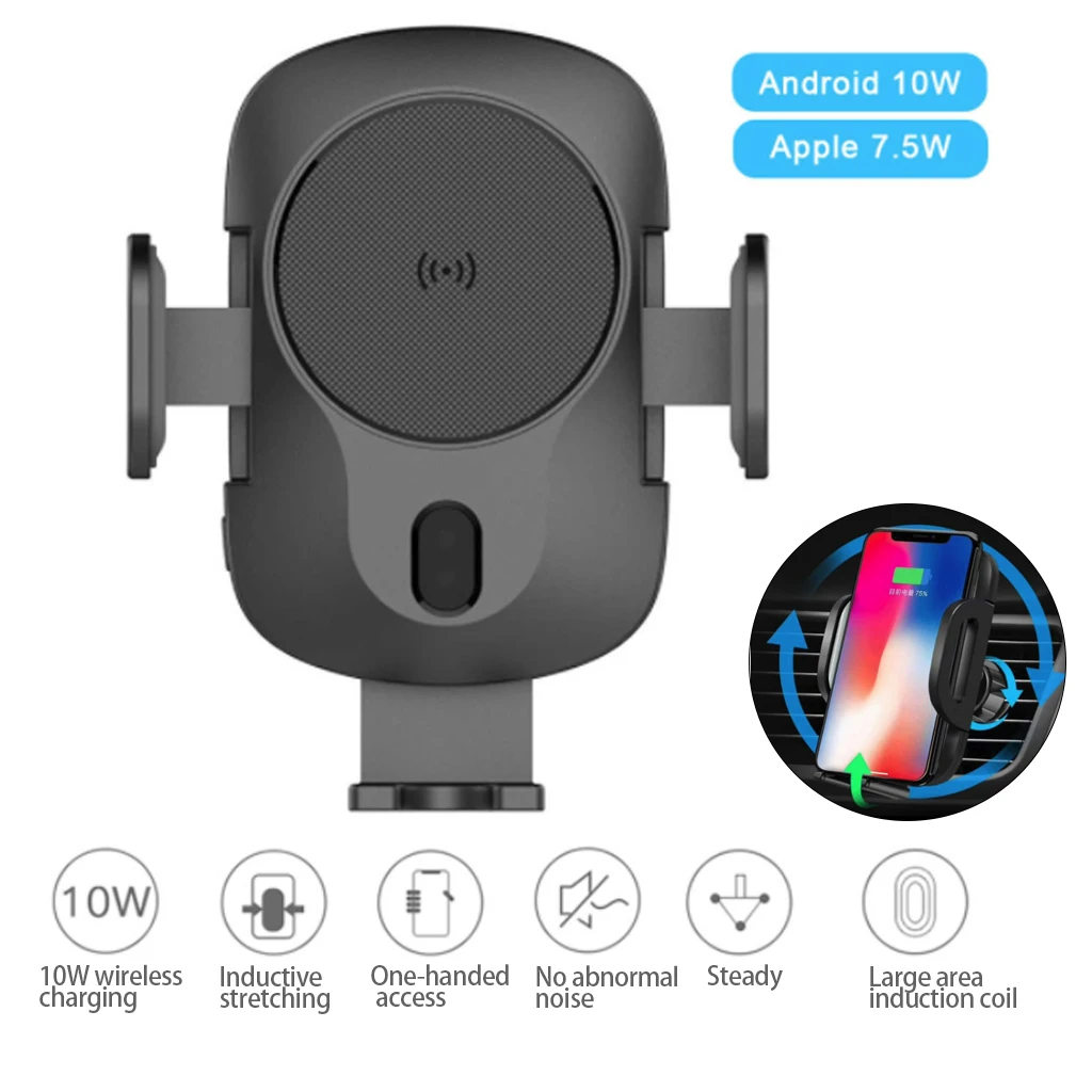 CC10 Car Mount Qi Wireless Charger Air Vent Mount Wirless Charging Car Phone Holder for Samsung Note 9 iPhone X 8 Plus
