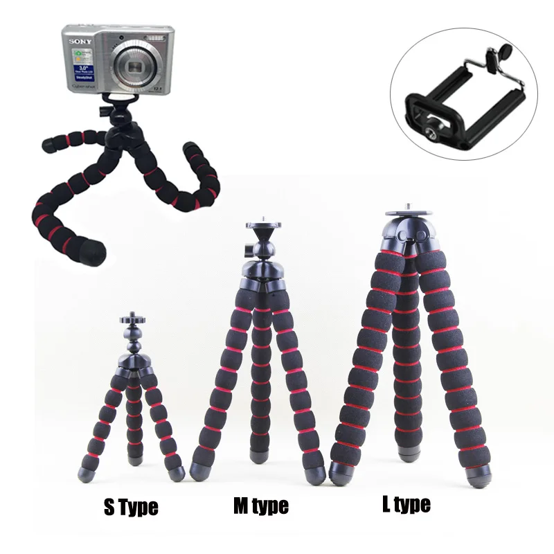 

Tripod Portable Flexible Sponge Octopus Self Stick Stand S M L Mount + Phone Holder Tripode For Camera Gopro Canon Nikon DSLR