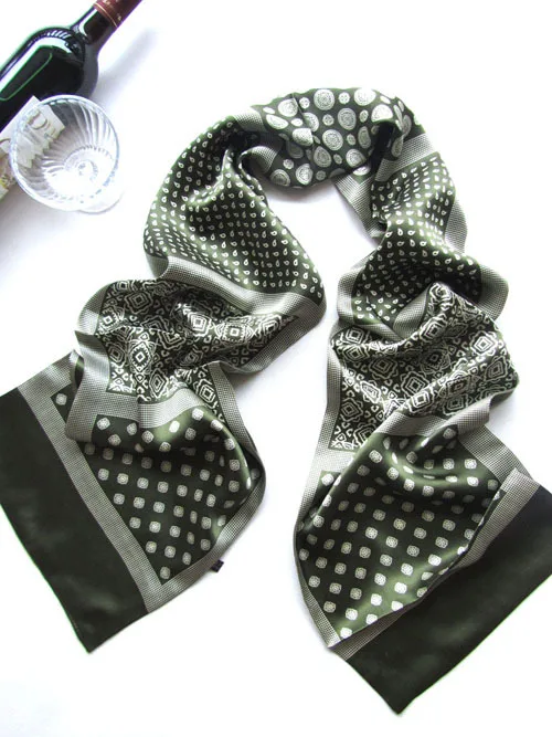 Шелковый атлас длинный шарф для мужчин 26X160 см Desigual классический Печатный узор высокое качество бизнес мужчин - Цвет: 01